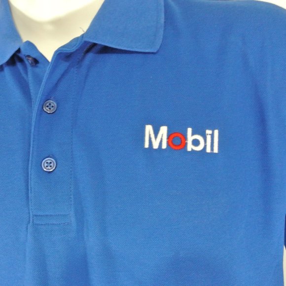 MOBIL Gas Station Oil Employee Uniform Polo Shirt Blue NEW Size XL - Picture 3 of 7